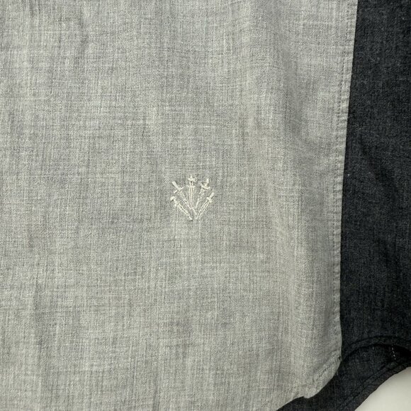 Rag & Bone Mens M Slim Fit Light Dark Gray Dual Tone Long Sleeve Button Up Shirt - Picture 5 of 8